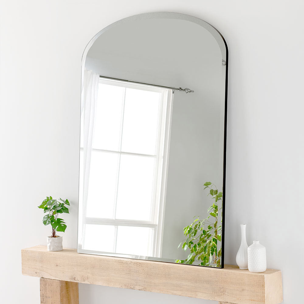 Product photograph of Olivia S Cora Bevelled Mantle Mirror In Black - 91x120cm from Olivia's