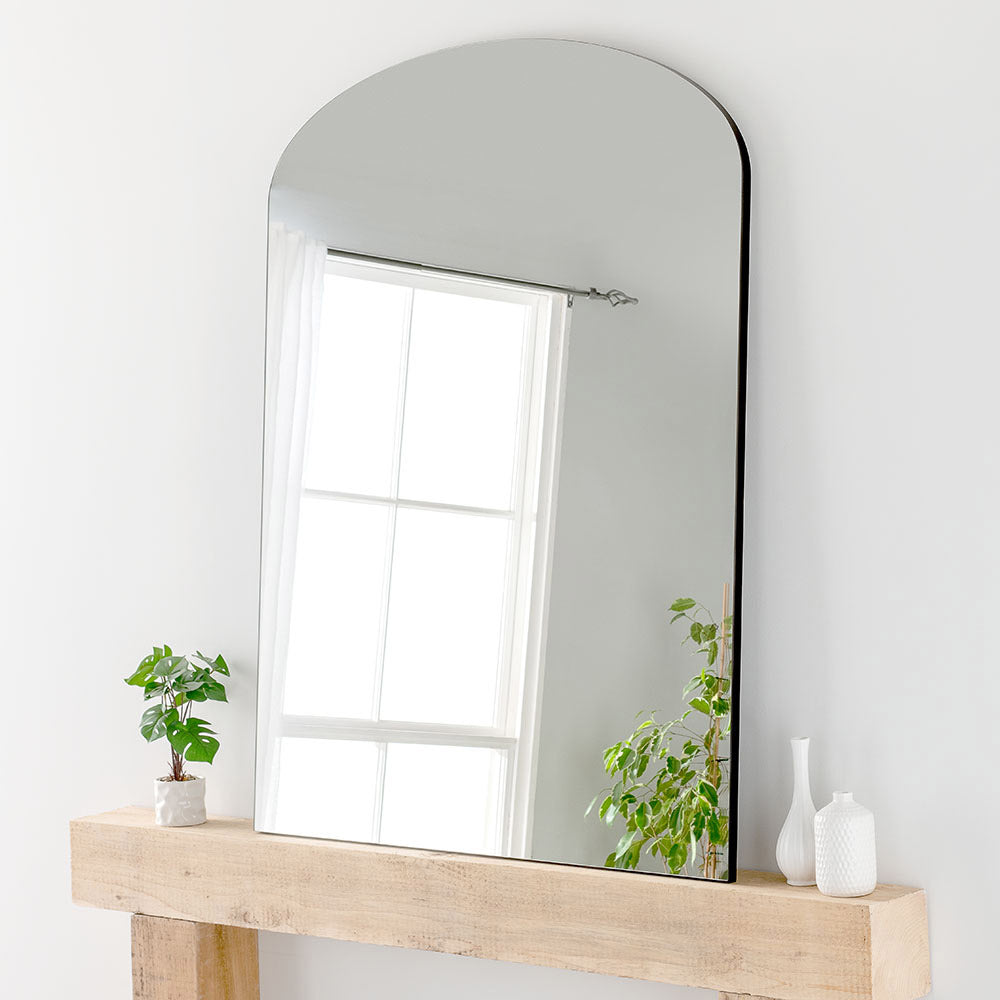 Product photograph of Olivia S Cora Plain Mantle Mirror In Black - 91x120cm from Olivia's