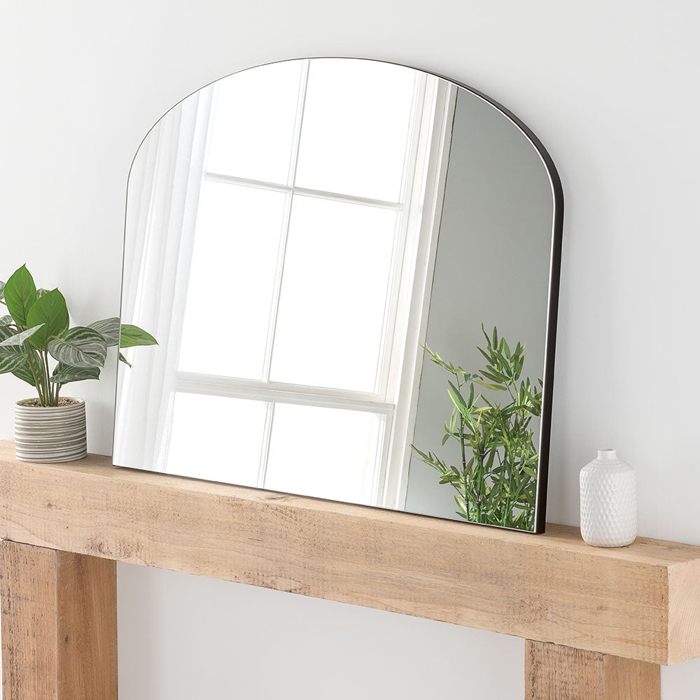 Product photograph of Olivia S Cora Bevelled Mantle Mirror In Black - 91x69cm from Olivia's