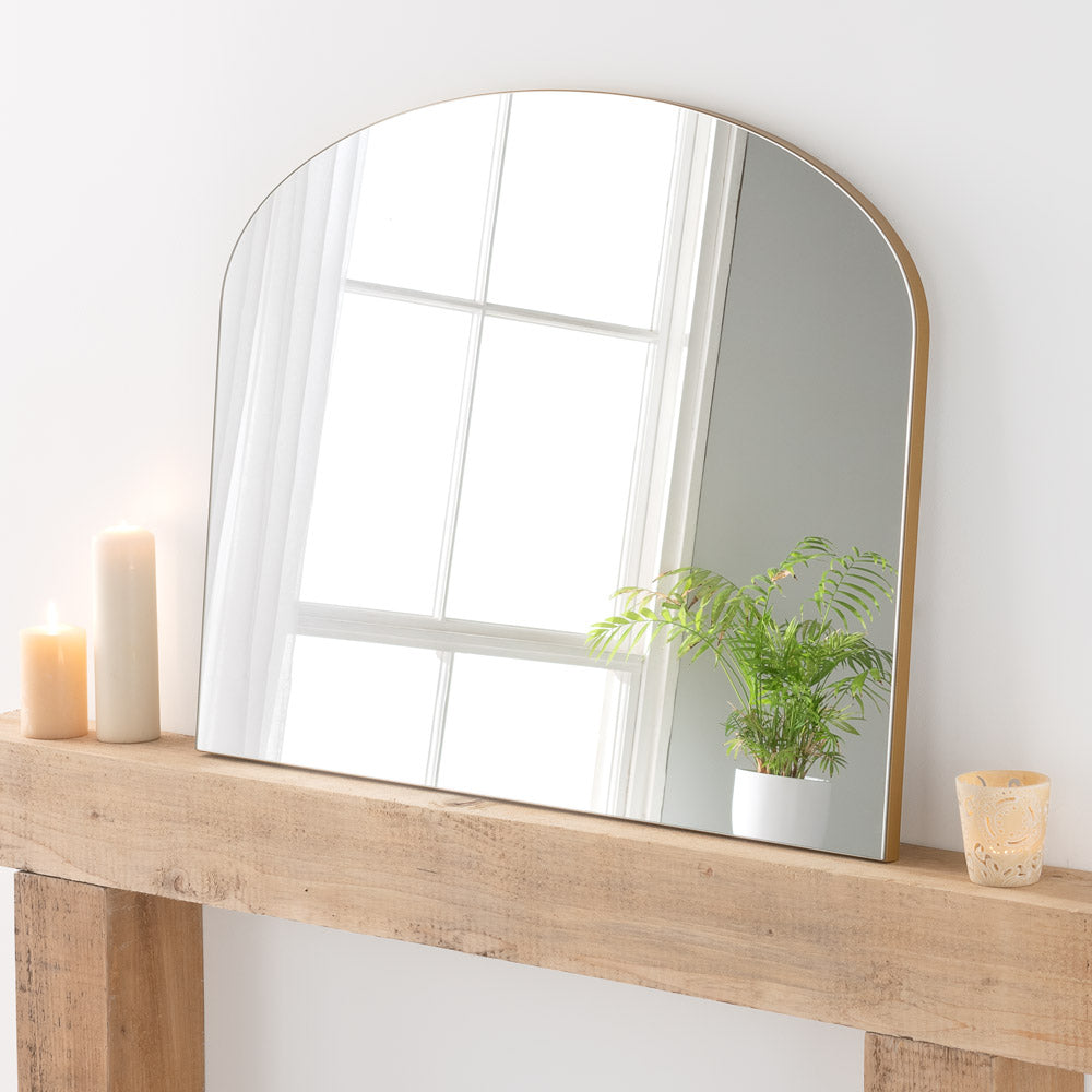 Product photograph of Olivia S Cora Plain Mantle Mirror In Gold - 91x69cm from Olivia's