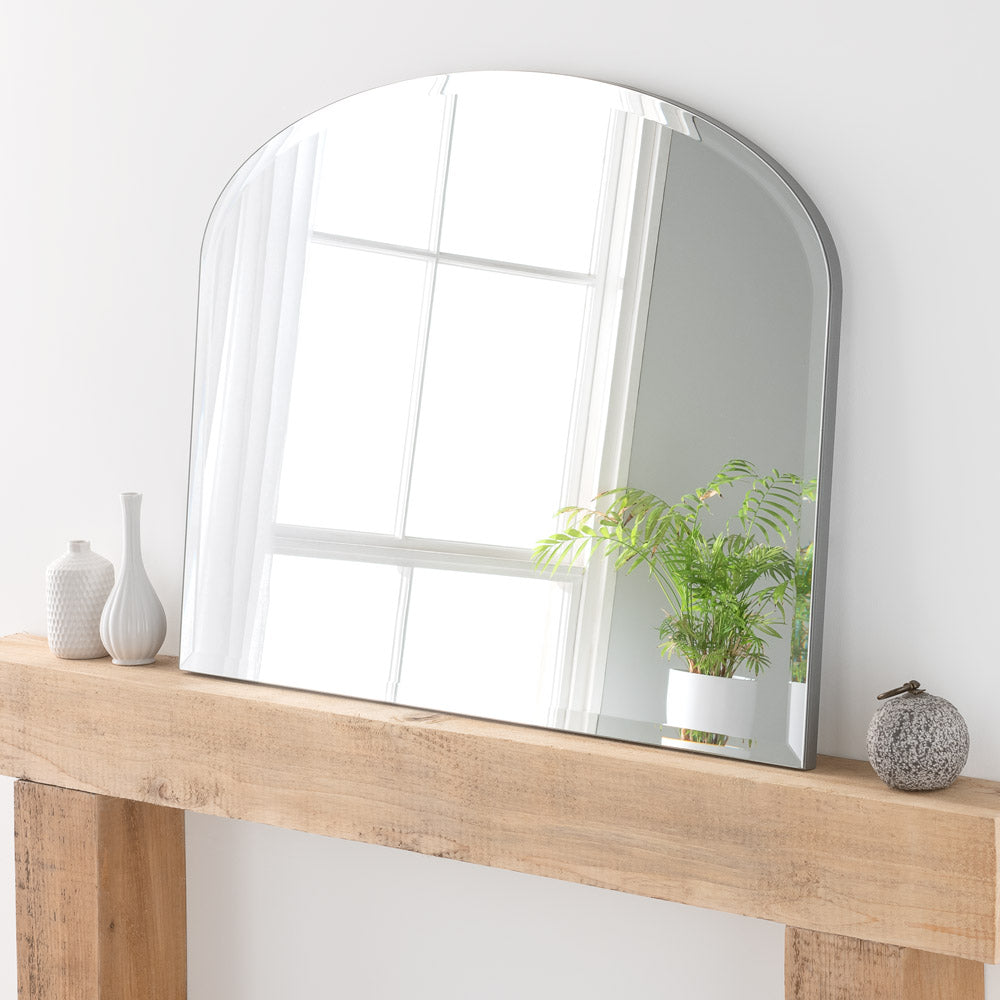 Product photograph of Olivia S Cora Bevelled Mantle Mirror In Silver - 91x69cm from Olivia's