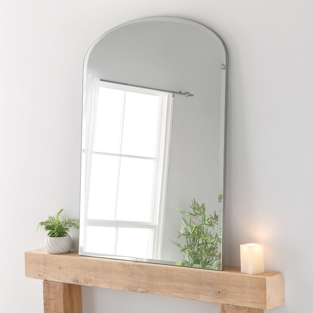 Product photograph of Olivia S Cora Bevelled Mantle Mirror In Silver - 91x120cm from Olivia's
