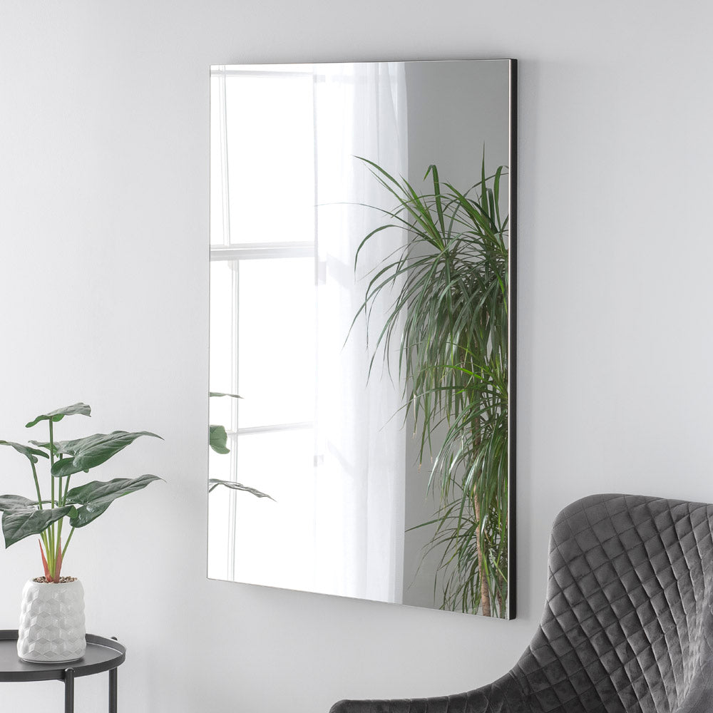 Olivias Minimal Rectangular Mirror In Black 100x70cm