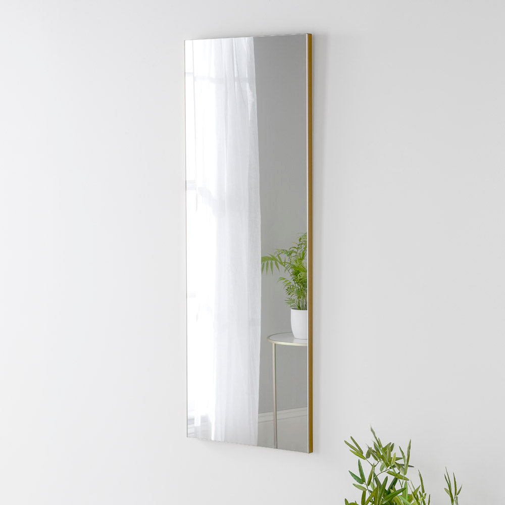 Product photograph of Olivia S Minimal Dressing Table Mirror In Gold - 120x45cm from Olivia's