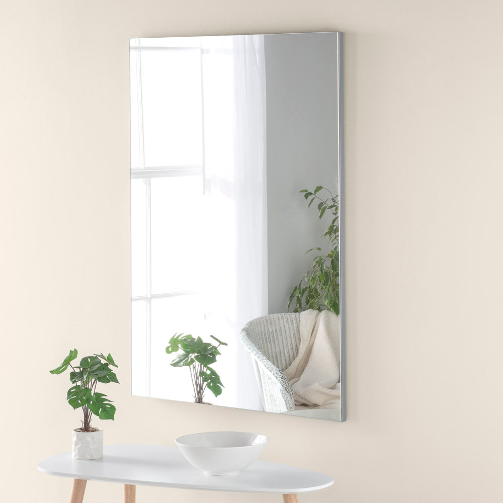 Product photograph of Olivia S Minimal Rectangular Mirror In Silver - 100x70cm from Olivia's