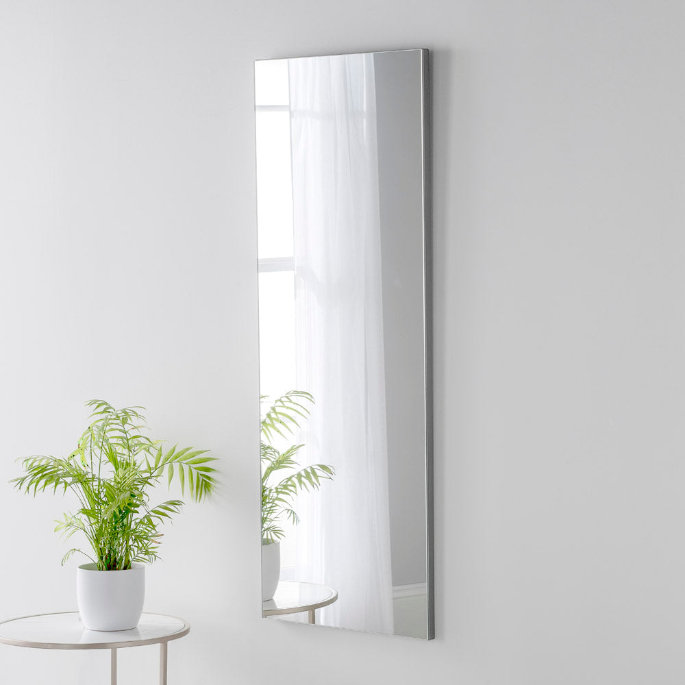 Product photograph of Olivia S Minimal Dressing Table Mirror In Silver - 120x45cm from Olivia's