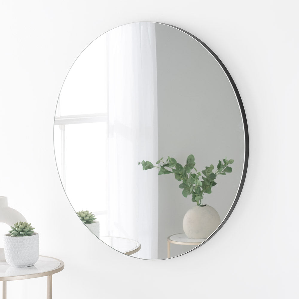Product photograph of Olivia S Cora Round Wall Mirror In Black - 50cm from Olivia's