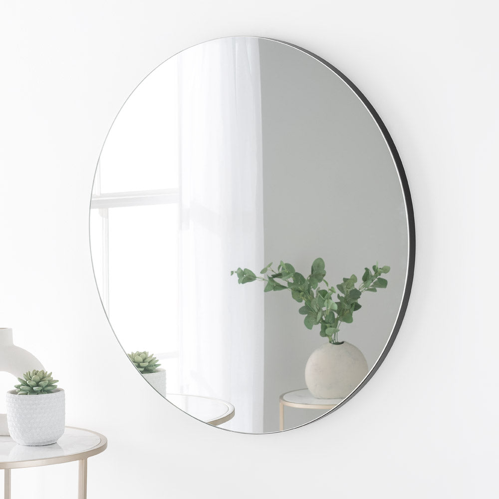 Product photograph of Olivia S Cora Round Wall Mirror In Black - 70cm from Olivia's.