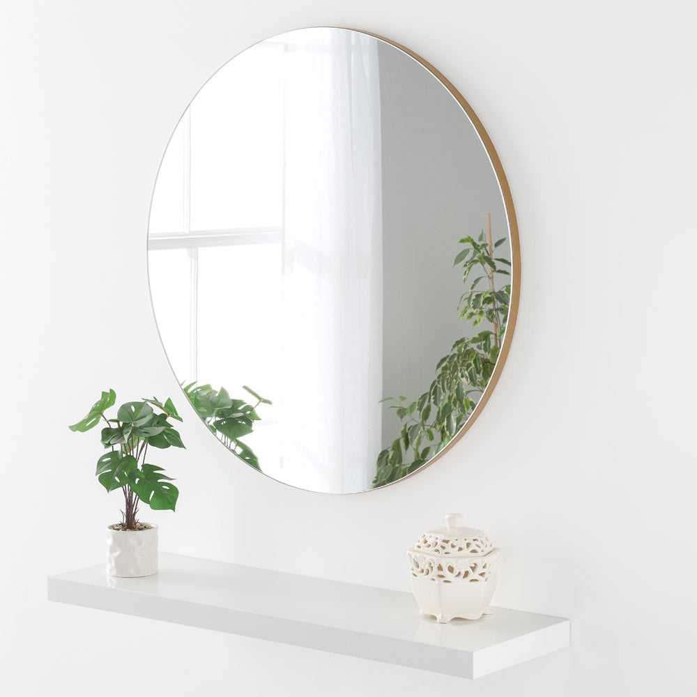Product photograph of Olivia S Cora Round Wall Mirror In Gold - 50cm from Olivia's