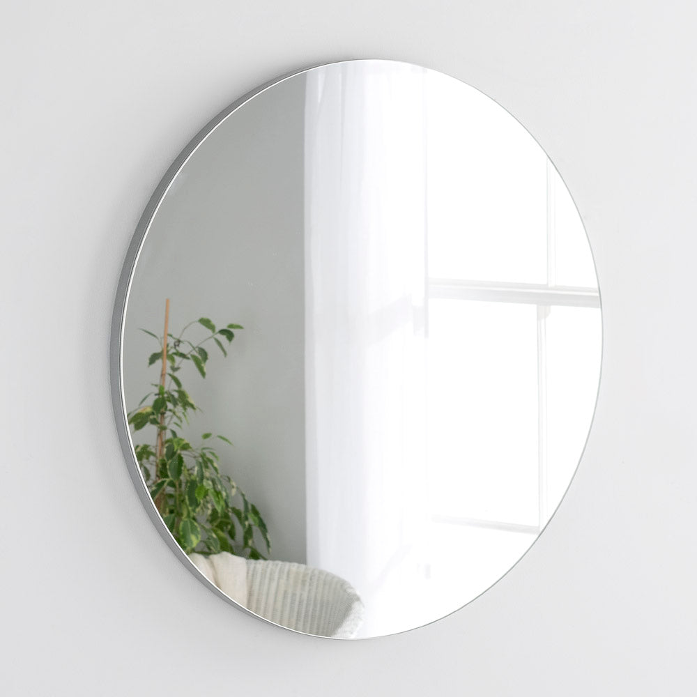 Product photograph of Olivia S Cora Round Wall Mirror In Silver - 50cm from Olivia's
