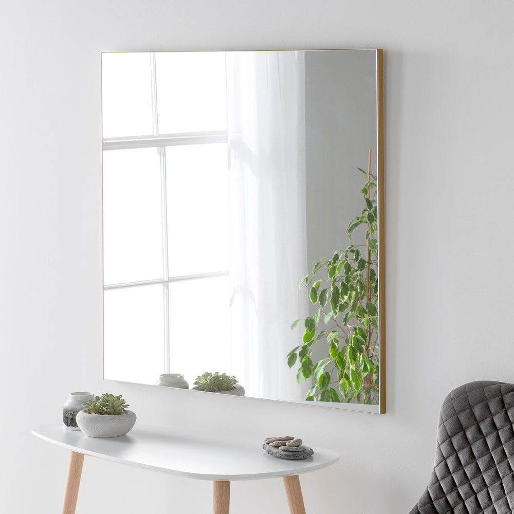 Product photograph of Olivia S Minimal Square Mirror In Gold - 80x80cm from Olivia's