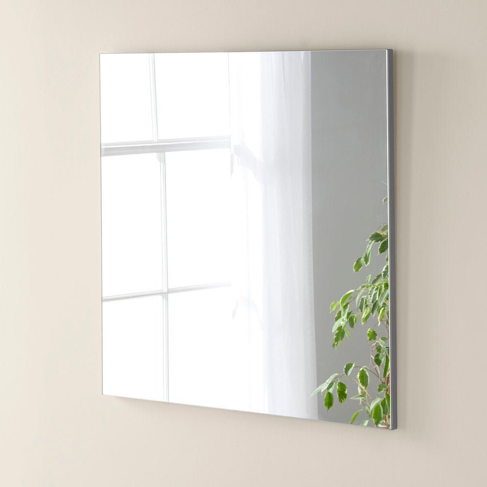Product photograph of Olivia S Minimal Square Mirror In Silver - 80x80cm from Olivia's