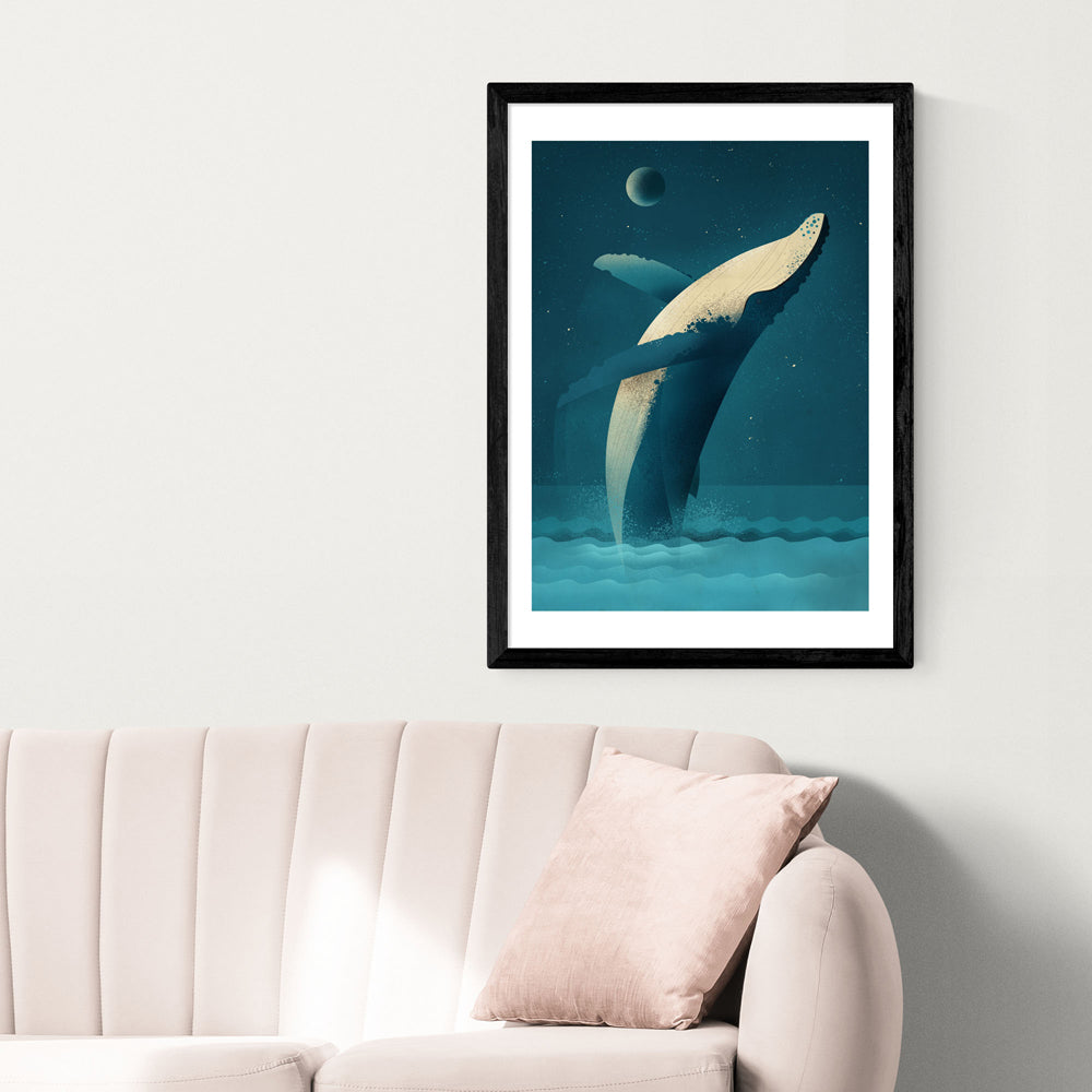 Product photograph of Humpback Whale By Dieter Braun - A2 Black Framed Art Print from Olivia's
