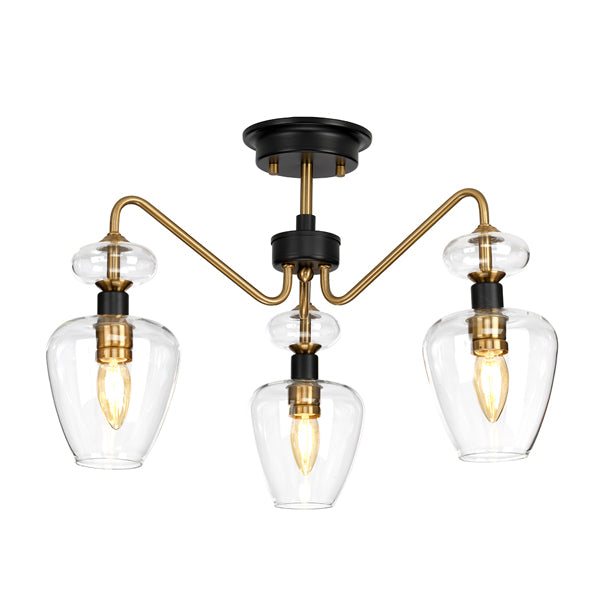 Product photograph of Elstead Armand 3 Ceiling Light Aged Brass Plated And Charcoal Black Paint from Olivia's