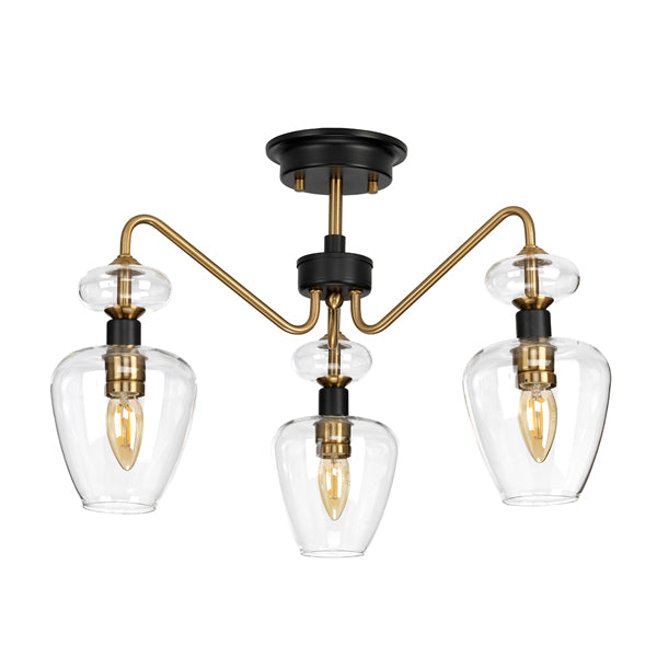 Product photograph of Elstead Armand 3 Ceiling Light Aged Brass Plated And Charcoal Black Paint from Olivia's.