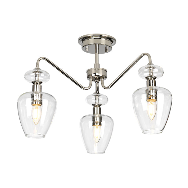 Product photograph of Elstead Armand 3 Ceiling Light Light Polished Nickel Plated With Clear Glass Shades from Olivia's