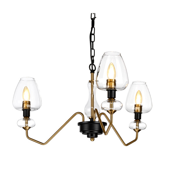 Elstead Armand 3 Light Pendant Aged Brass Plated And Charcoal Black Paint