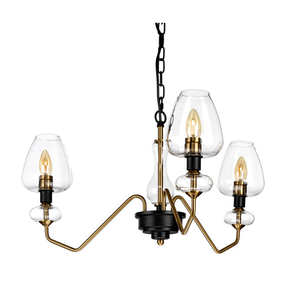 Product photograph of Elstead Armand 3 Light Pendant Aged Brass Plated And Charcoal Black Paint from Olivia's.
