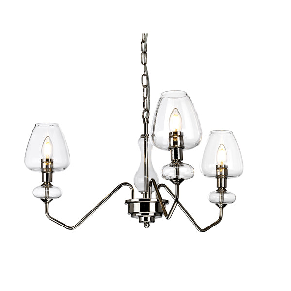 Product photograph of Elstead Armand 3 Light Pendant Polished Nickel Plated With Clear Glass Shades from Olivia's