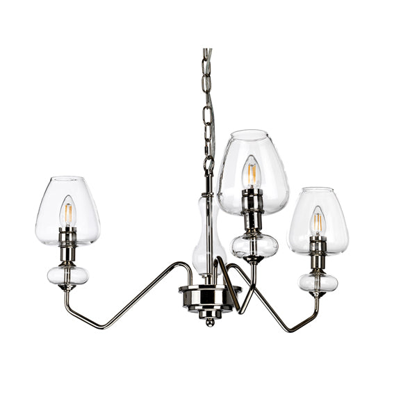 Product photograph of Elstead Armand 3 Light Pendant Polished Nickel Plated With Clear Glass Shades from Olivia's.