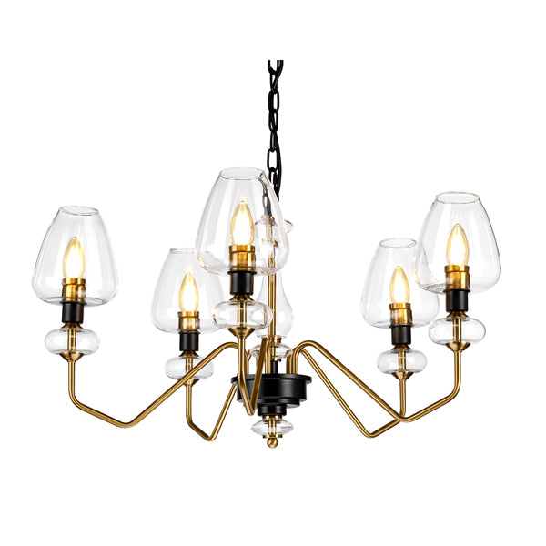 Elstead Armand 5 Light Chandelier Aged Brass Plated And Charcoal Black Paint