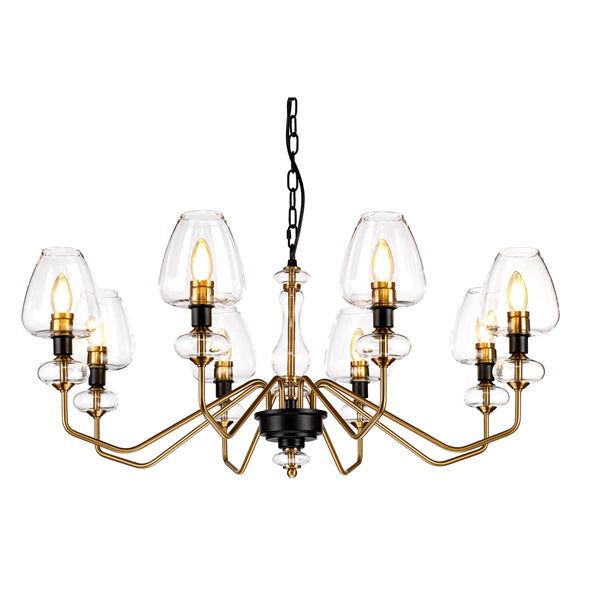 Elstead Armand 8 Light Chandelier Aged Brass Plated And Charcoal Black Paint