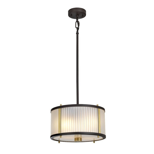 Elstead Corona 2 Light Pendant in Bronze & Dark Brown Painted and Aged Brass