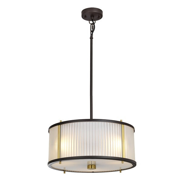 Elstead Corona 3 Light Pendant Museum Bronze Dark Brown Painted And Aged Brass