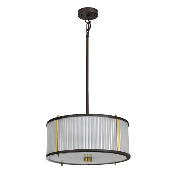 Product photograph of Elstead Corona 3 Light Pendant Museum Bronze Dark Brown Painted And Aged Brass from Olivia's.