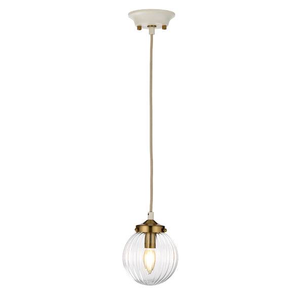 Product photograph of Elstead Cosmos 1 Light Pendant Cream Painted Aged Brass Plated from Olivia's