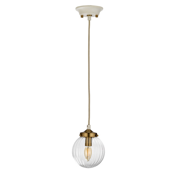 Product photograph of Elstead Cosmos 1 Light Pendant Cream Painted Aged Brass Plated from Olivia's.