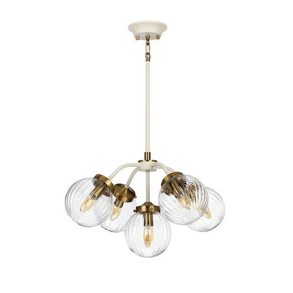 Product photograph of Elstead Cosmos 5 Light Pendant Cream Painted Aged Brass Plated from Olivia's.