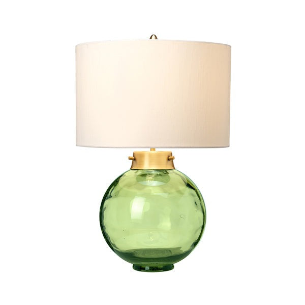 Product photograph of Elstead Kara Table Lamp Metalwork Aged Brass Glassware Dark Green from Olivia's