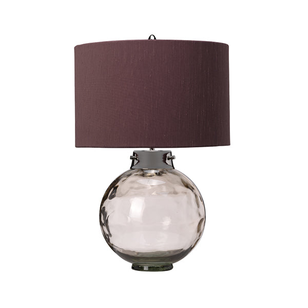 Product photograph of Elstead Kara Table Lamp Metalwork Polished Nickel Glassware Smoke from Olivia's.