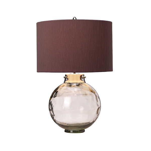 Product photograph of Elstead Kara Table Lamp Metalwork Polished Nickel Glassware Smoke from Olivia's