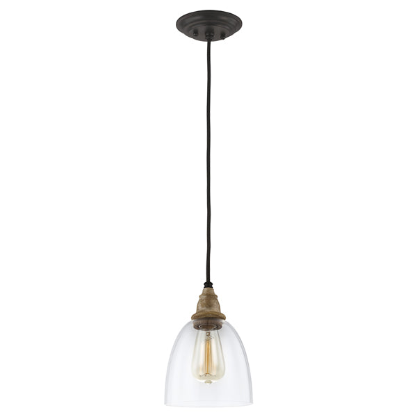 Product photograph of Elstead Matrimonio 1 Light Pendant Driftwood And Dark Weathered Zinc Small from Olivia's