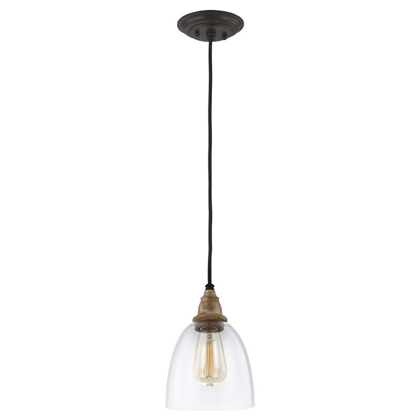 Elstead Matrimonio 1 Light Pendant Driftwood And Dark Weathered Zinc Small