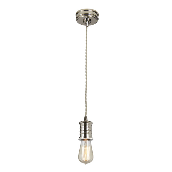 Product photograph of Elstead Douille 1 Light Pendant Polished Nickel from Olivia's