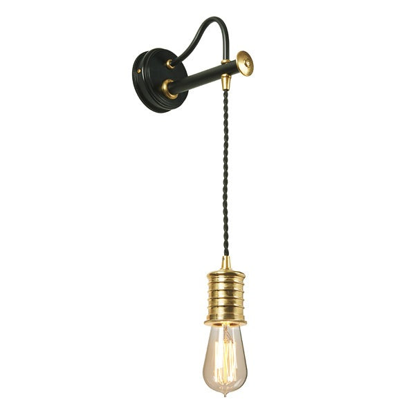 Product photograph of Elstead Douille 1 Light Wall Light Black And Polished Brass from Olivia's