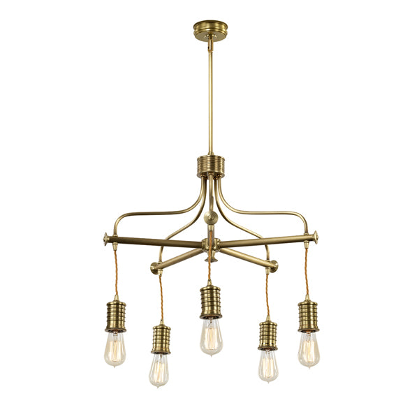 Product photograph of Elstead Douille 5 Light Chandelier Aged Brass from Olivia's