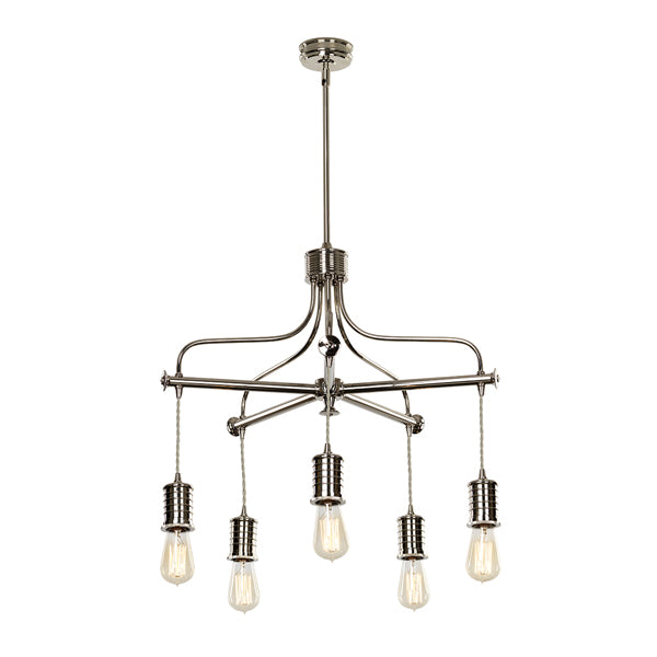 Product photograph of Elstead Douille 5 Light Chandelier Polished Nickel from Olivia's