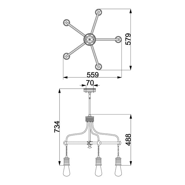 Product photograph of Elstead Douille 5 Light Chandelier Polished Nickel from Olivia's.