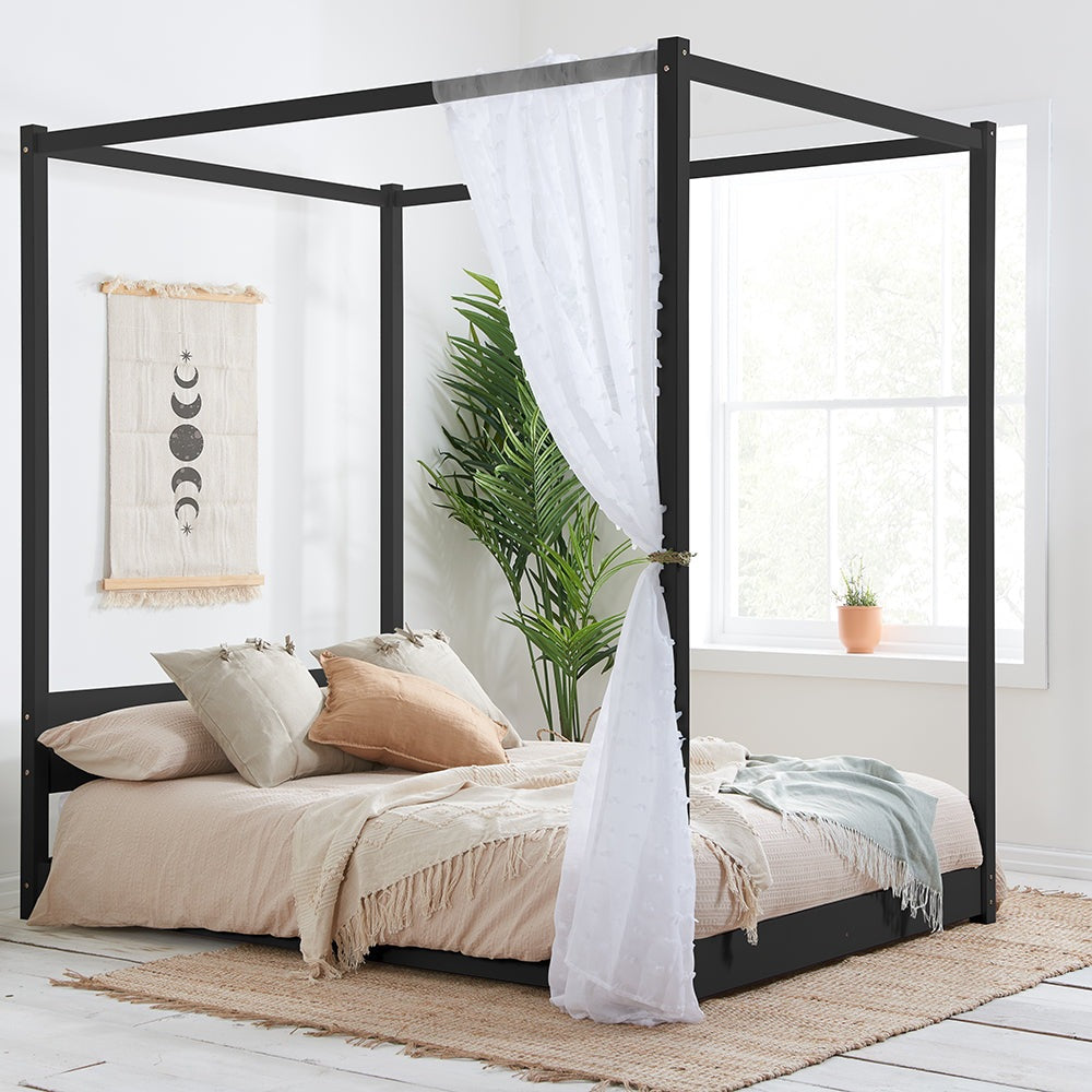 Product photograph of Olivia S Dante Four Poster Bed In Black Double from Olivia's.