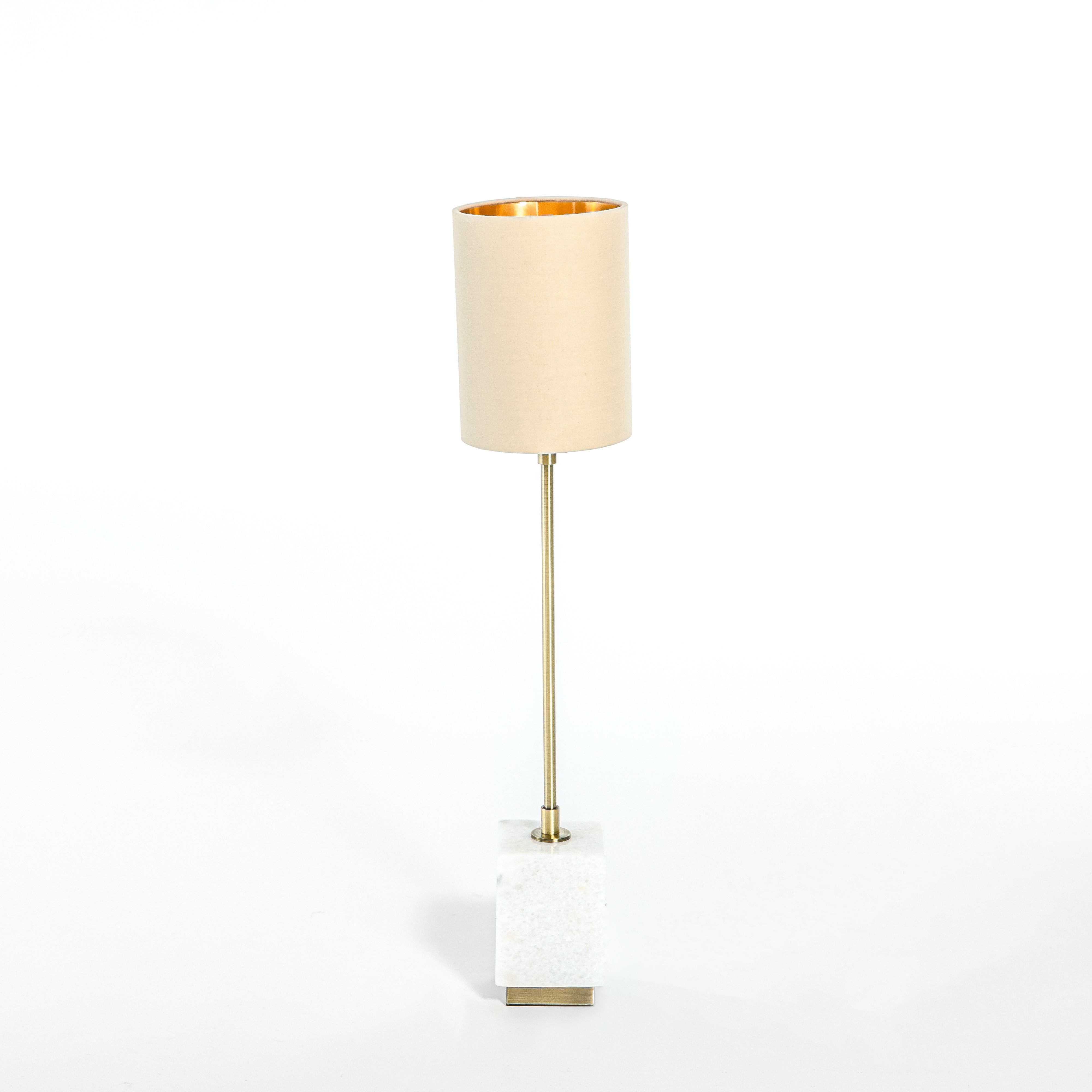 Product photograph of Tax Free Rv Astley Lindau Table Lamp White Marble And Antique Brass from Olivia's.