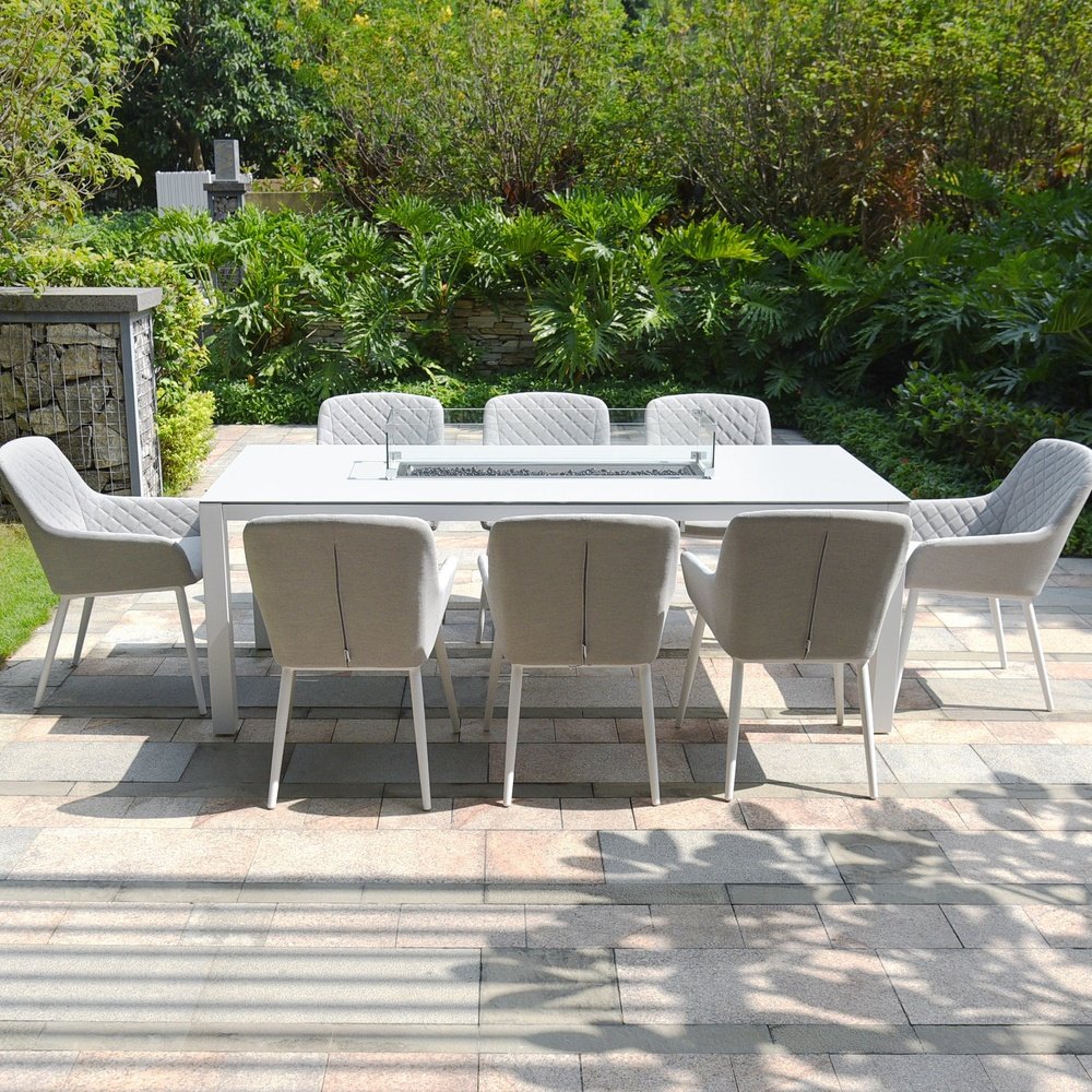 Product photograph of Maze Zest 8 Seat Outdoor Dining Set With Fire Pit Table from Olivia's.