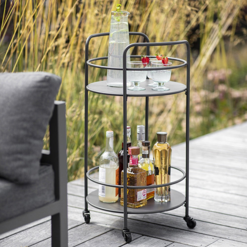 Product photograph of Garden Trading Round Drinks Trolley In Carbon from Olivia's