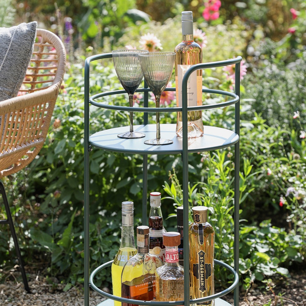 Product photograph of Garden Trading Round Drinks Trolley In Forest Green from Olivia's