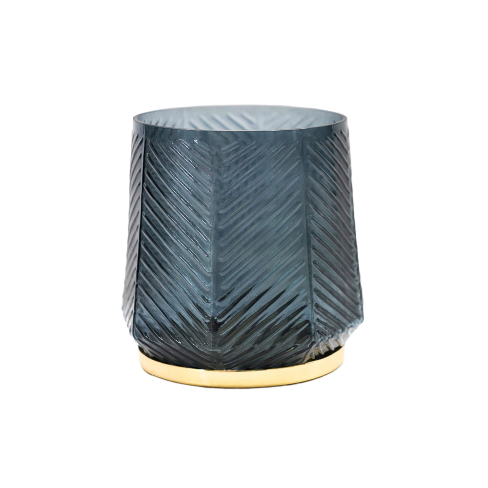 Product photograph of Ivyline Elm Embossed Candle Holder Soft Blue from Olivia's