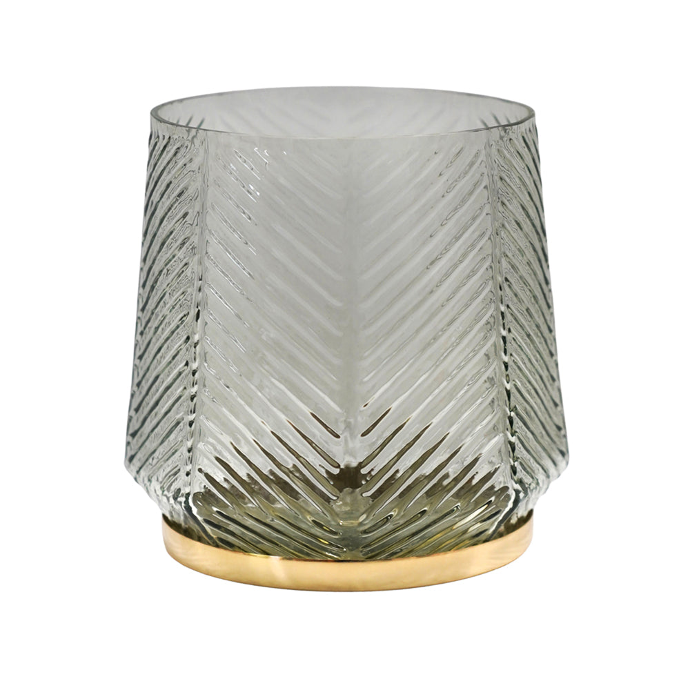 Product photograph of Ivyline Elm Embossed Candle Holder Clear Grey from Olivia's