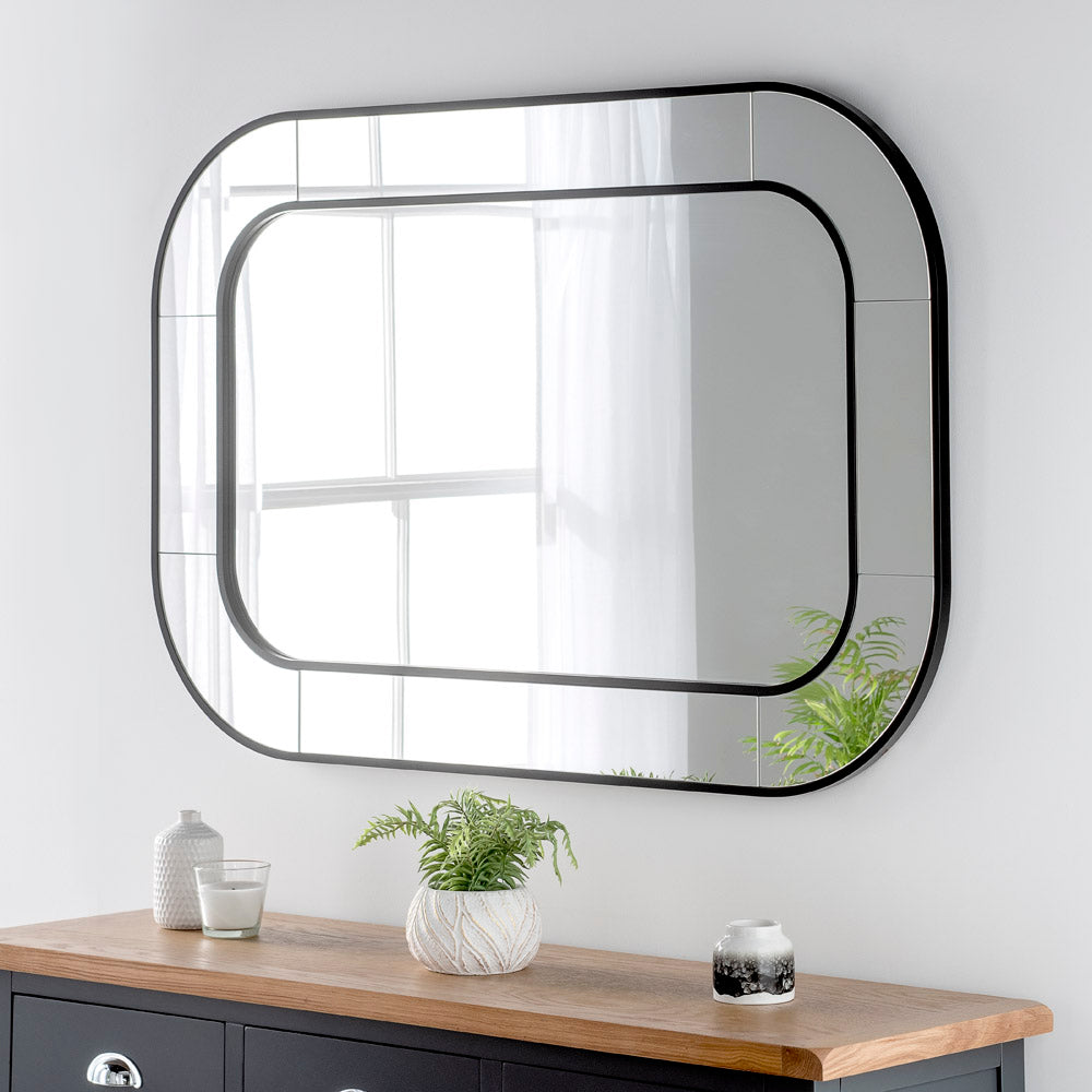 Product photograph of Olivia S Elena Radius Mirror In Black - 120x80cm from Olivia's